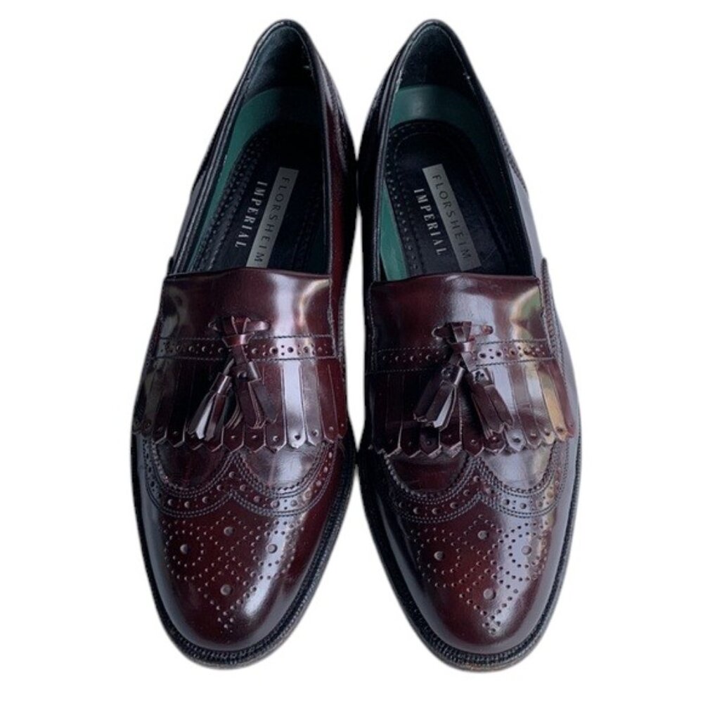 Florsheim Brinson Wingtip Tassel Loafers‎ Men’s Burgundy Leather Shoes Size 9D